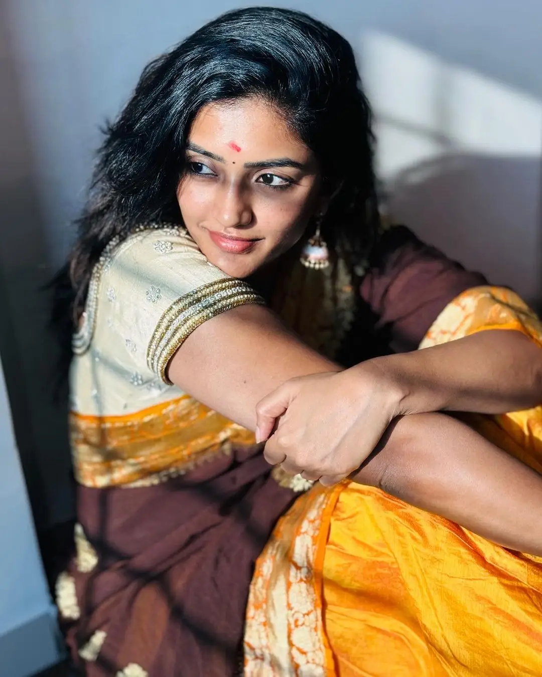 Indian Actress Eesha Rebba Stills in Yellow Lehenga White Choli